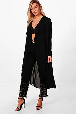 Boohoo Luna Waterfall Belted Midi Cardigan