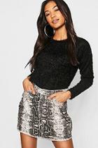 Boohoo Fluffy Knit Oversized Crew Neck Sweater