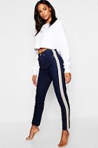 Boohoo Contrast Stripe Denim Straight Jeans