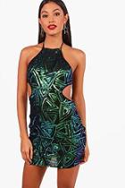 Boohoo Amie Sequin Cut Out Detail Bodycon Dress