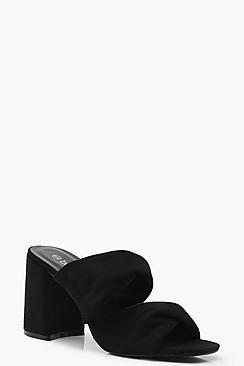 Boohoo Twist Double Strap Block Heel Mules