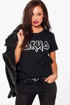 Boohoo Jasmine Tokyo Slogan T-shirt Black