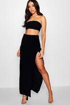 Boohoo Danielle Slinky Side Split Maxi Skirt