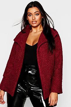 Boohoo Plus Twisted Wool Look Belted Coat