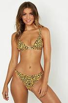 Boohoo Tangerine Leopard Front Fasten Triangle Bikini