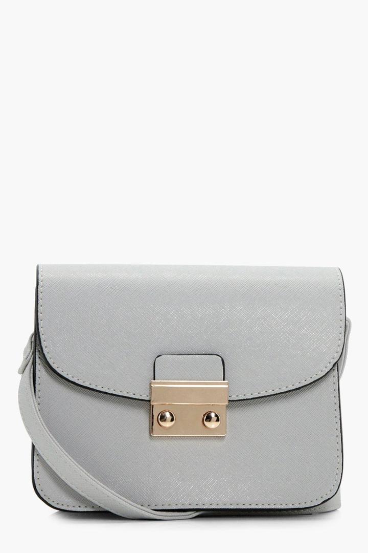 Boohoo Eve Lock Front Mini Cross Body Bag Grey