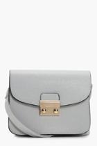 Boohoo Eve Lock Front Mini Cross Body Bag Grey