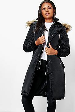 Boohoo Boutique Ella Longline Luxe Double Layered Parka