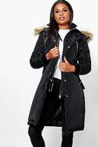 Boohoo Boutique Ella Longline Luxe Double Layered Parka