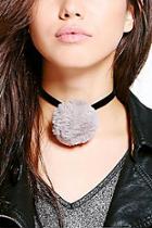 Boohoo Tia Faux Fur Pom Choker