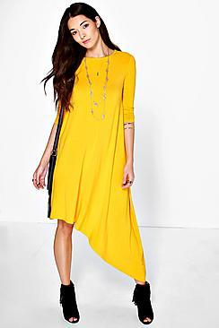 Boohoo Emily Drape Asymmetric Dress