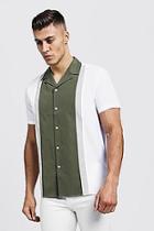 Boohoo Revere Short Sleeve Shirt In Colour Block