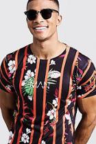 Boohoo Original Man Stripe Floral Printed T-shirt