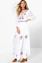 Boohoo Boutique Lily Embroidered Maxi Dress White