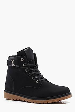 Boohoo Pu Buckle Detail Hiker Boot