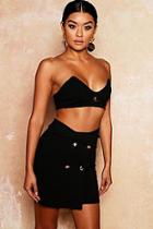Boohoo Gold Button Detail Bandeau + Skirt Co-ord