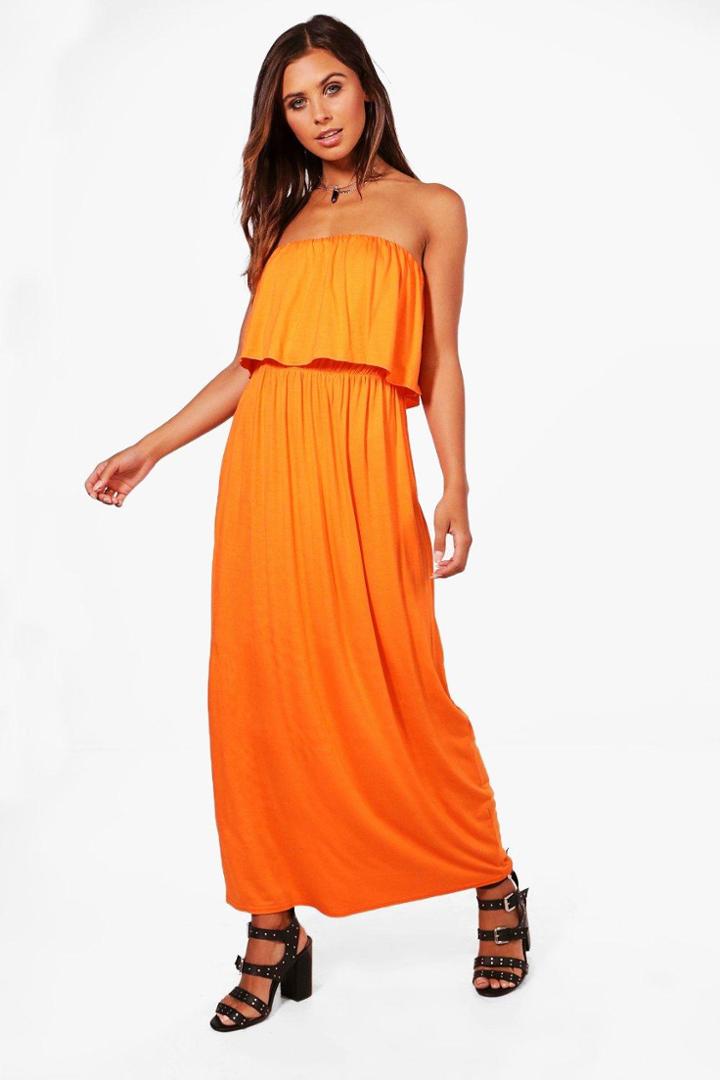 Boohoo Petite Casey Bandeau Maxi Dress Orange