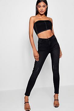 Boohoo Mid Rise Distressed Skinny Jeans