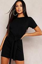 Boohoo Tie Waist T-shirt Dress