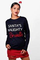 Boohoo Abi Santa's Naughty Brunette Christmas Jumper