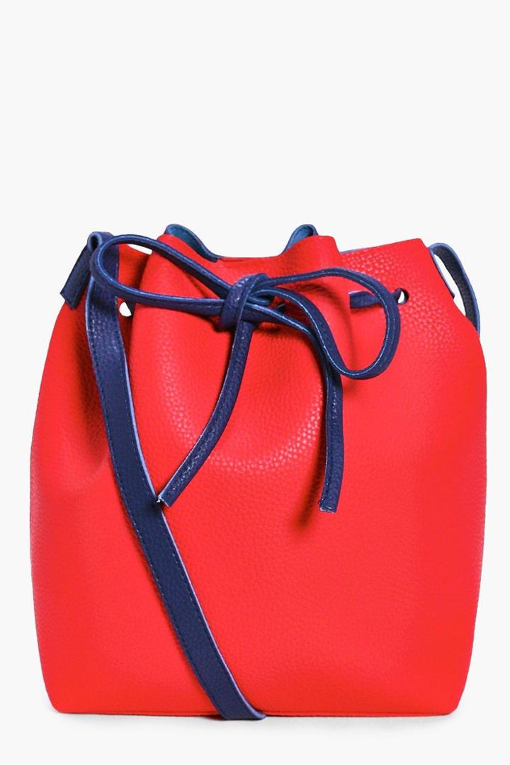 Boohoo Annabelle Colourblock Tie Duffle Bag Red