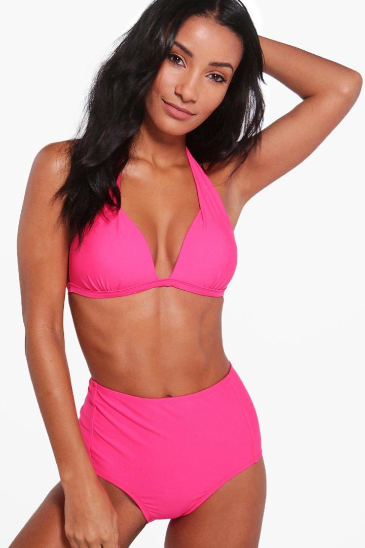 Boohoo Panama Mix And Match Enhance Triangle Top Pink