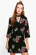 Boohoo Rosie Floral Choker Print Shift Dress