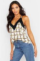 Boohoo Woven Cami Top In Chain Print
