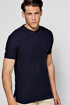 Boohoo Short Sleeve Jacquard Knit Polo