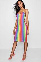 Boohoo Tall Rainbow Stripe O Ring Dress