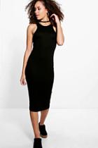 Boohoo Amelie Basic Racer Front Midi Dress Black