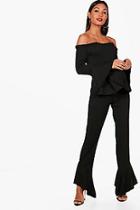 Boohoo Natasha Ruffle Trouser Crop Co-ord