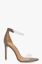 Boohoo Eliza Clear Strap Two Part Sandal Khaki