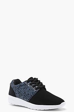 Boohoo Anna Mix Material Sports Trainers