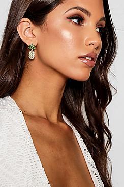Boohoo Jodie Diamante Pineapple Earrings