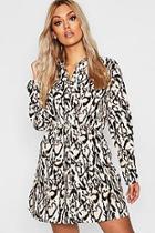 Boohoo Plus Leopard Drawcord Shirt Dress