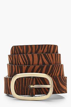 Boohoo Plus Tiger Print Waist Belt
