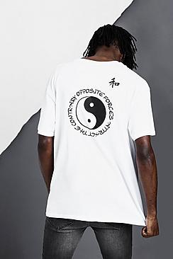 Boohoo Oversized Ying Yang Back Print T-shirt
