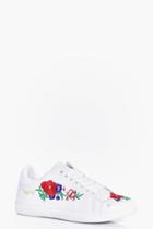 Boohoo Jessica Floral Embroidered Lace Up Trainer White