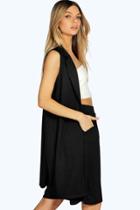 Boohoo Lois Sleeveless Waffle Duster Black