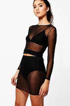 Boohoo Sia Mesh Crop & Skirt Co-ord