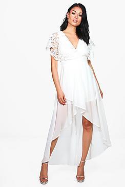 Boohoo Boutique Sarah Lace Top Chiffon Maxi Dress