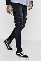 Boohoo Super Skinny Cargo Jeans With Zipped Cuff