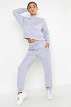 Boohoo Cropped Funnel Neck Sweat Tracksuit