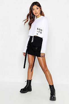 Boohoo Boo You Printed Top With Drawcord