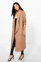 Boohoo Freya Waterfall Wool Look Duster Camel