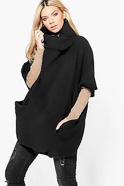 Boohoo Molly Cowl Neck Wool Look Coat