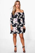 Boohoo Plus Audrey Floral Printed Textured Shift Dress