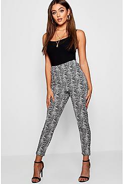 Boohoo Zebra Print Crepe Leggings