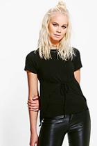 Boohoo Nia Tie Front T-shirt